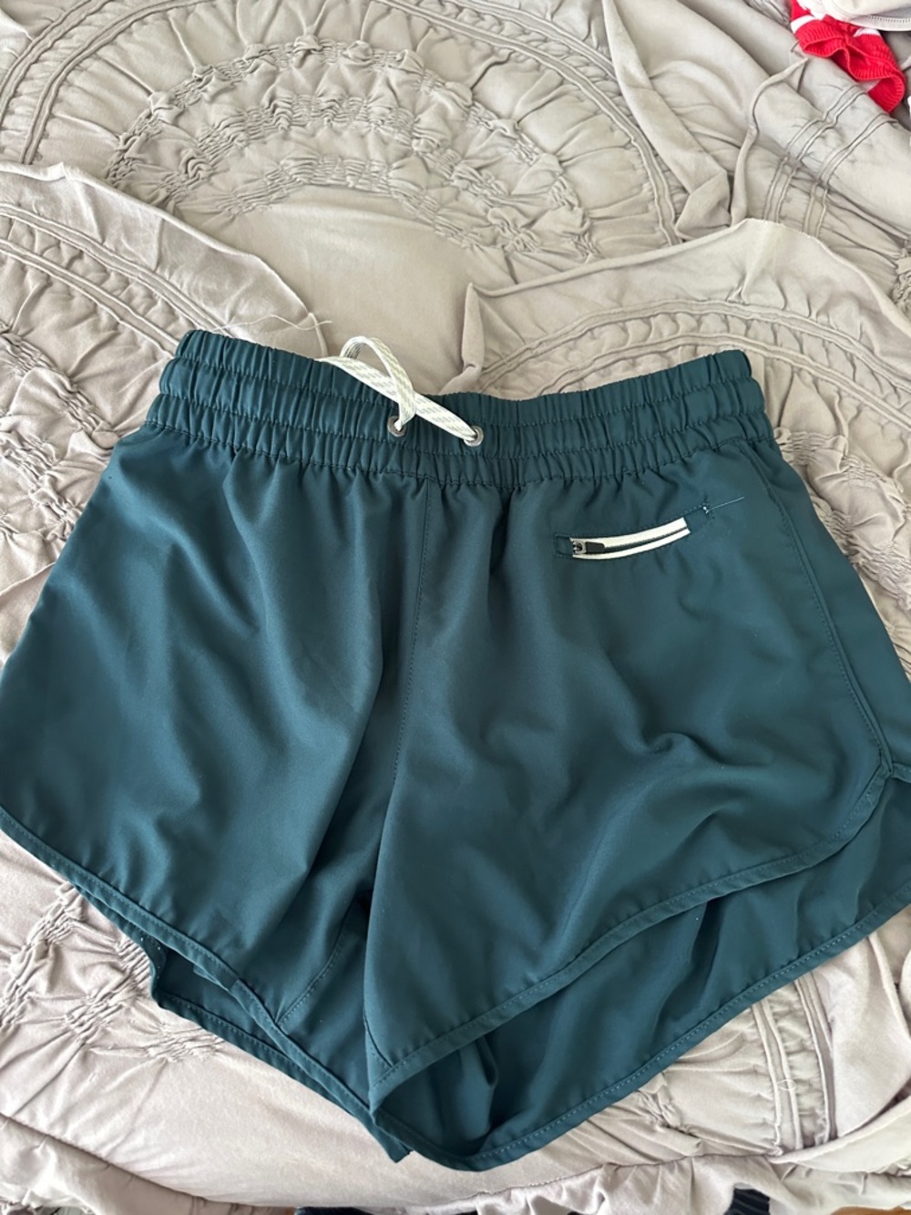 Vuori Teal Green Athletic Shorts with Zip Pocket